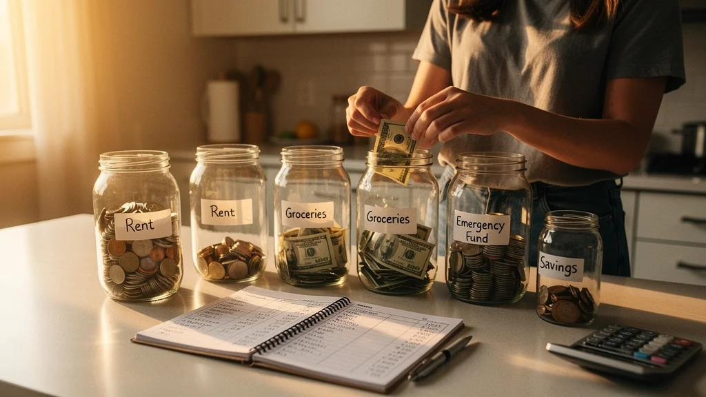 Person calculating budget and savings on laptop