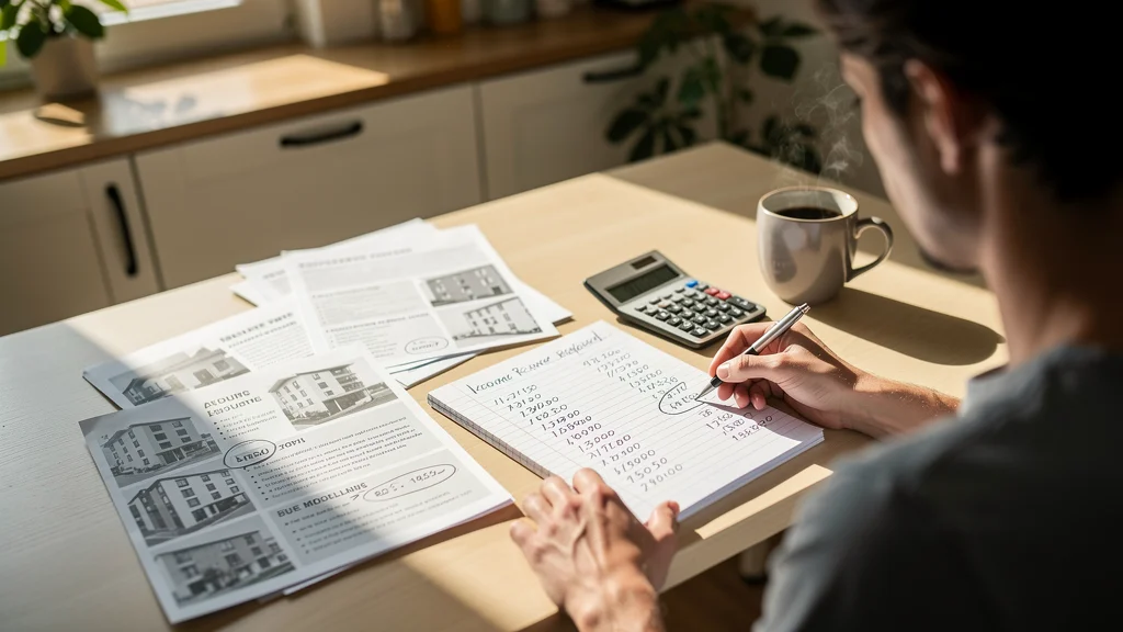 Calculator and budget notes on a desk