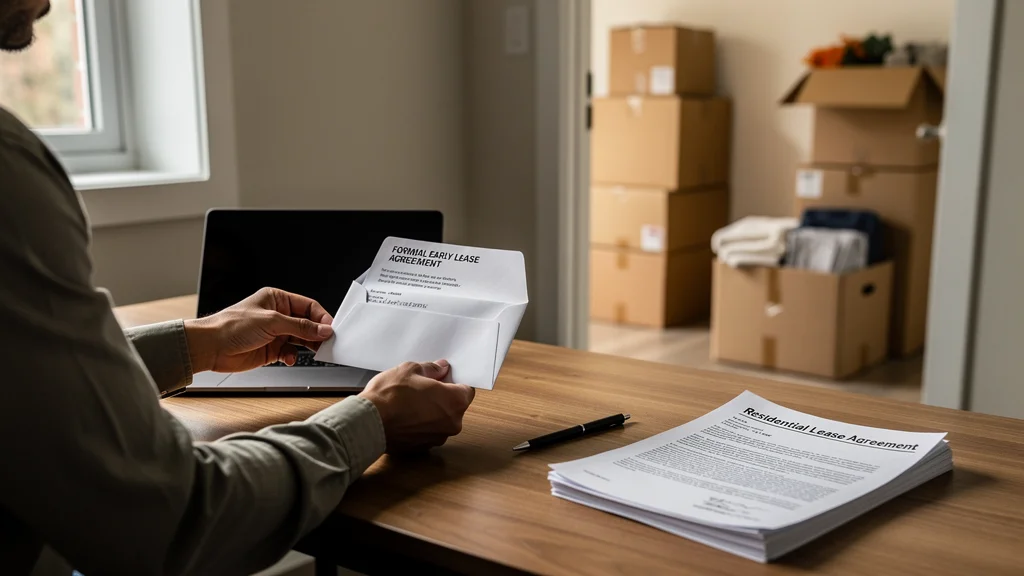 Lease document and pen representing breaking a lease without penalty