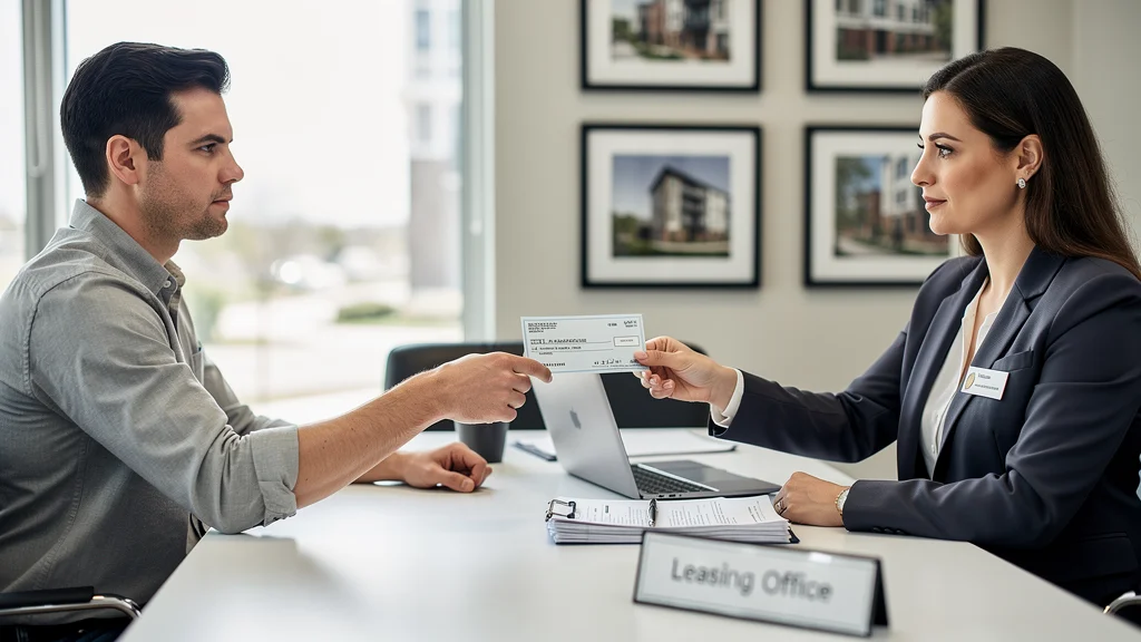 Lease paperwork and keys on a desk