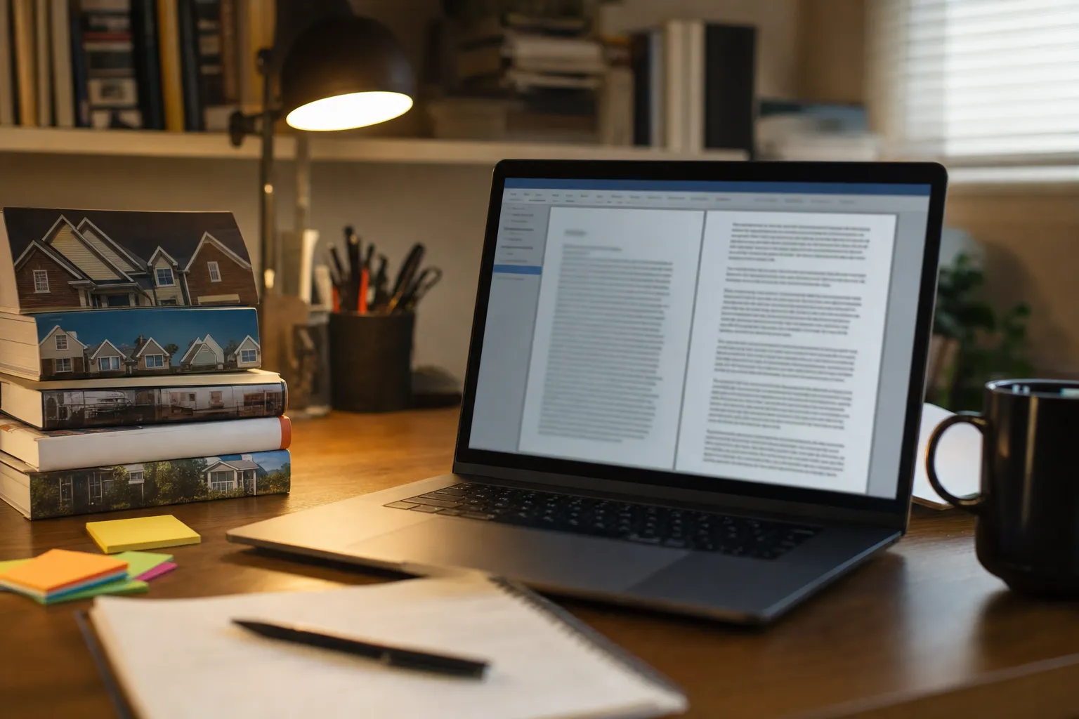 Warm illustrated desk with lease documents, keys, and coffee — the Renting Explained editorial desk